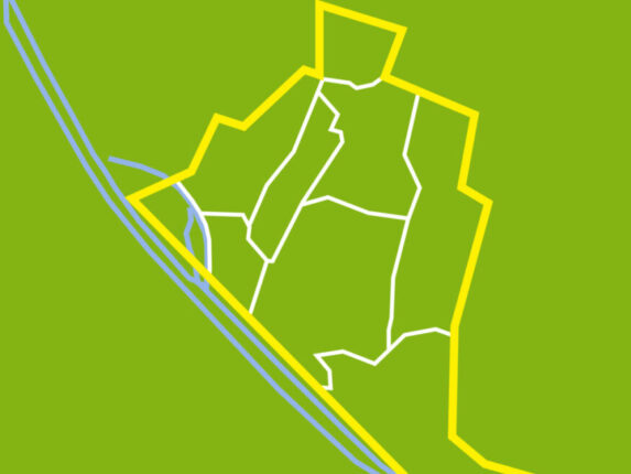 Umriss der Donaustadt mit Einzeichnung der Bezirksteilgrenzen (unbeschriftet)
