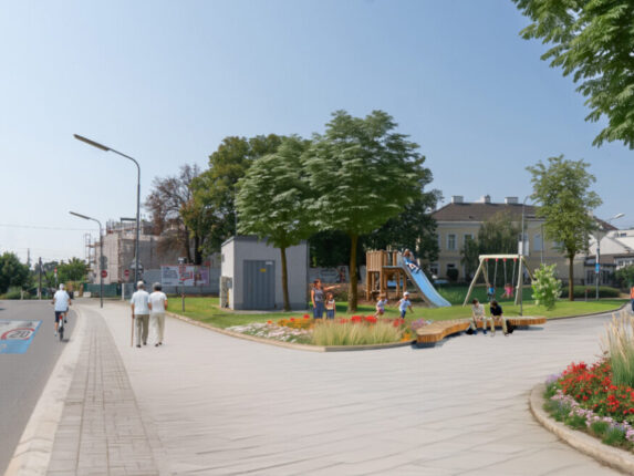 Hirschstetten Ortskern, begrünt und einladend