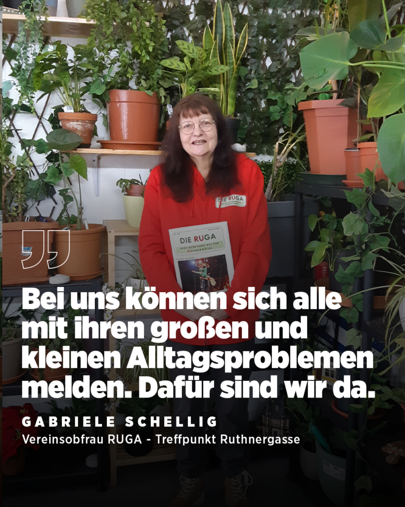Gabriele Schellig ist Mieterbeirätin und betreibt seit 16 Jahren den Verein „Treffpunkt Ruthnergasse“. Weltfrauentag 2026